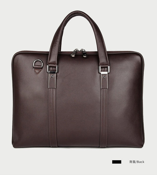 Luxury Genuine Leather Briefcase Men Leather Business Bag 15.6" Laptop Bag 14 Male Office Bag Document File Case Shoulder Bag