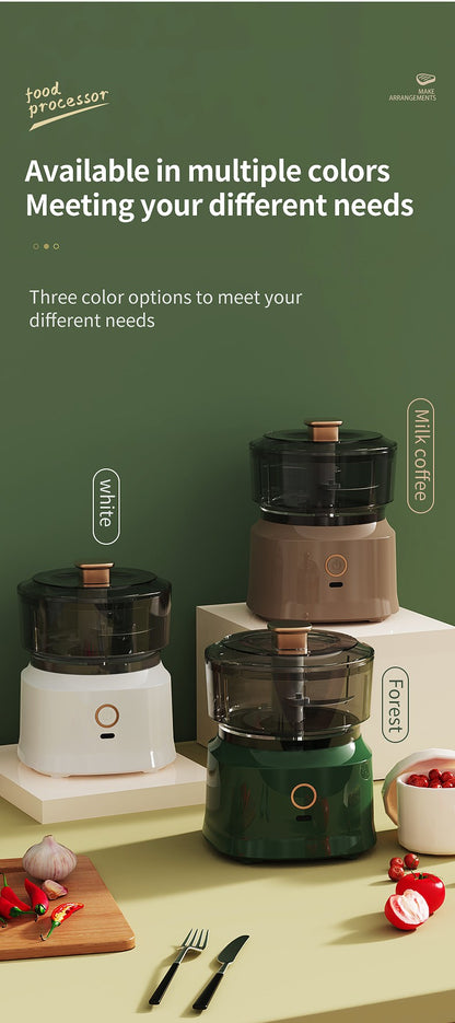 350ml Mini Processador Elétrico Sem Fio de Alho, Dupla Função, Para Purê de Alho, Recarregável Via USB, Triturador de Alimentos Para Cozinha, Moedor de Carne e Vegetais