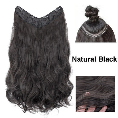 Apliques De Cabelo Sintético Em Formato V, 22 Polegadas, Com 4 Clipes, Uma Peça, Cachos Longos, Ondas, Para Mulheres
