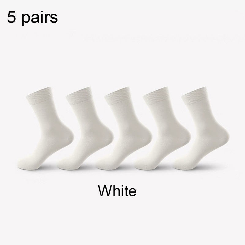 ZEXOLAP 2025 High Quality Casual Men's Business Socks Summer Winter Cotton Socks Quick Drying Black White Long Sock Plus Size US