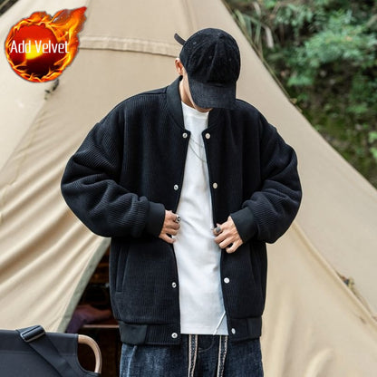 Oversize 300lb Men's Spring Fashion Baseball Jacket Vintage Loose Fit Pilot Coat Outerwear