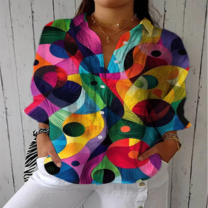 2025 New Retro Floral Art Print Casual Linen Shirt Fashionable Pretty Shirt Fast Shipping