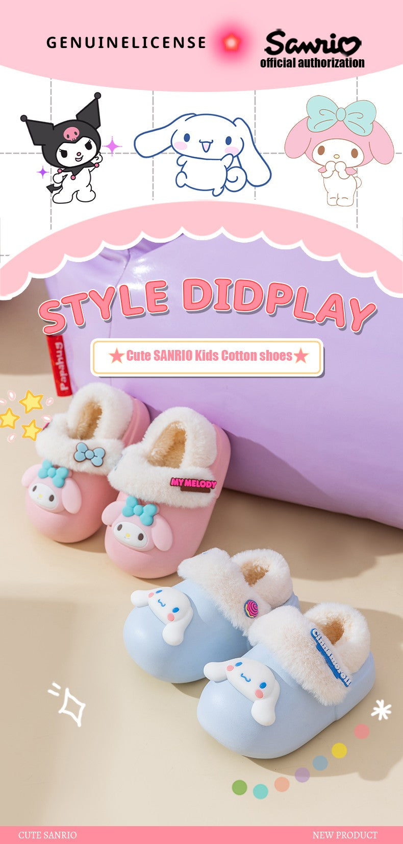 2024 New Winter Warm Cute Cartoon Indoor Mule Soft Non-slip Fluffy Slippers For Kids Teen Boys Girls Children Home Cotton Shoes