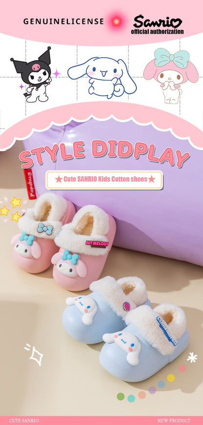 2024 New Winter Warm Cute Cartoon Indoor Mule Soft Non-slip Fluffy Slippers For Kids Teen Boys Girls Children Home Cotton Shoes