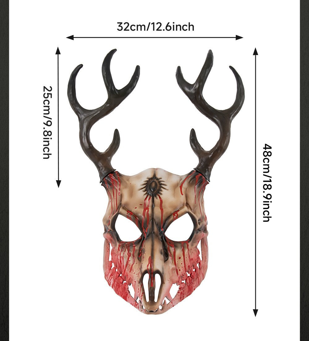 Demon Wendigo Elk Mask Cosplay Gothic Headpiece Animal Antlers Horn Bone Masks Halloween Carnival Purim Party Costume Props