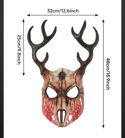Demon Wendigo Elk Mask Cosplay Gothic Headpiece Animal Antlers Horn Bone Masks Halloween Carnival Purim Party Costume Props