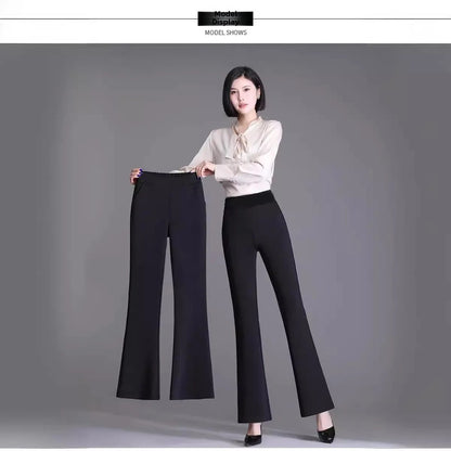 Spring Autumn New Bootcut Pants Women's Slimming Versatile Korean Style Loose-fit Fashionable Trousers Drop Leg Bell Pants Women
