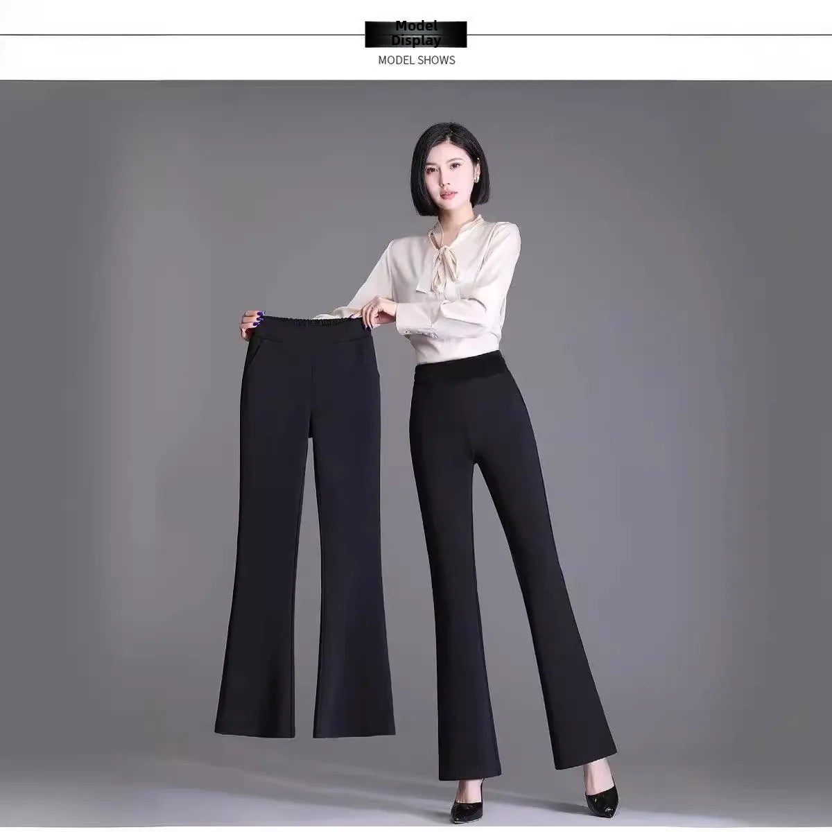 Spring Autumn New Bootcut Pants Women's Slimming Versatile Korean Style Loose-fit Fashionable Trousers Drop Leg Bell Pants Women