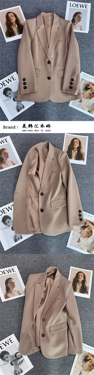 Women Jacket New in Korean Fashion Small Suit Top Brown Suit Coat Clothes Loose Straight Temperament Slim Blazer for Women Chic