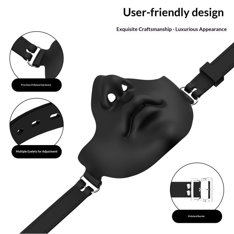 1Pc Black Resin Half Face Mask With Adjustable Buckle Strap And Realistic Human Face Design For Halloween Cosplay Costume Party