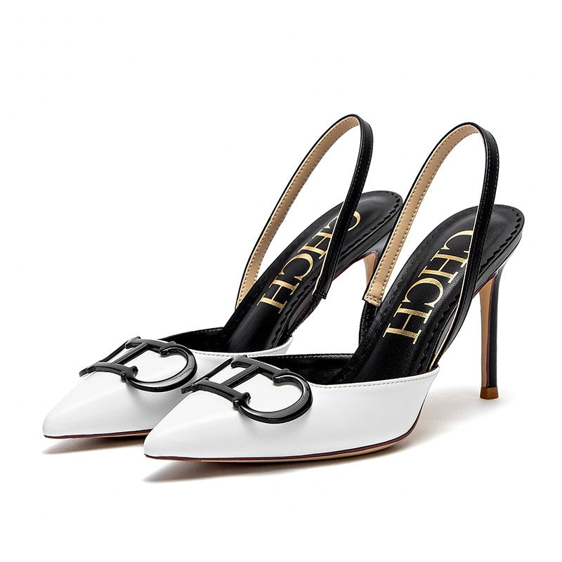 CHCH Salto Alto Feminino 2025 Ponta Fina Destiny Bico Fechado Salto com Tiras Sapatos de Festa Casamento Sexy 9cm
