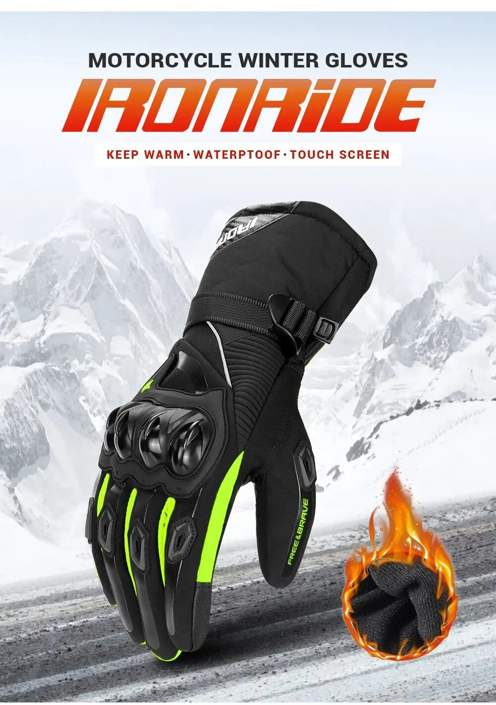 Luvas de Motocicleta Impermeáveis Masculinas de Inverno Luvas Protetoras de Motocicleta Quentes à Prova de Vento para Motocross com Tela Sensível ao Toque