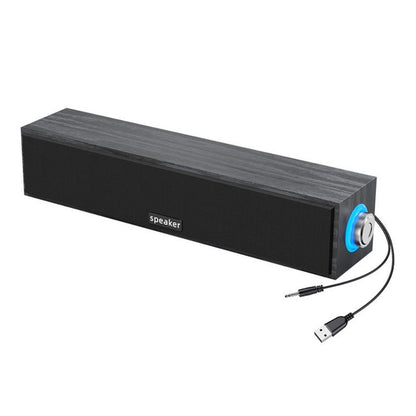 Nova Barra de Som de Madeira com Fio USB e Bluetooth Duplos para Notebook, Computador, Mesa, Graves Potentes