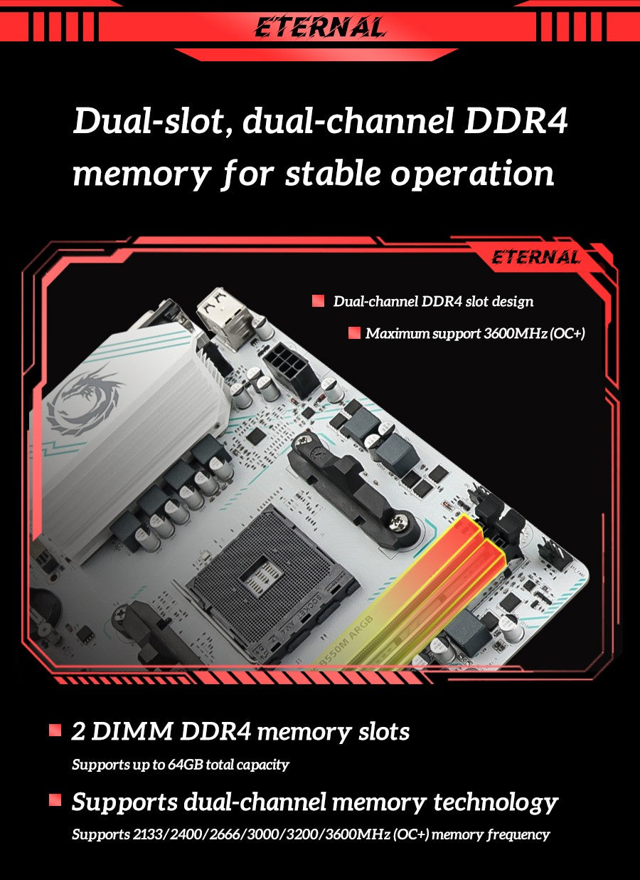 Placa-mãe gamer SOYO AMD B550M USB3.1 M.2 Nvme Sata3 DDR4 Dual Channel Suporta RYZEN R3 R5 R7 3000 4000 5000 CPU Socket AM4
