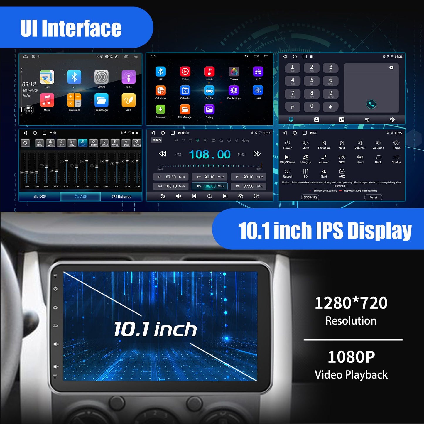 ESSGOO 10.1 Inch 4+64GB Rotatable IPS Touchscreen Single 1 DIN Car Stereo Wireless Apple Carplay Android Auto FM Bluetooth GPS