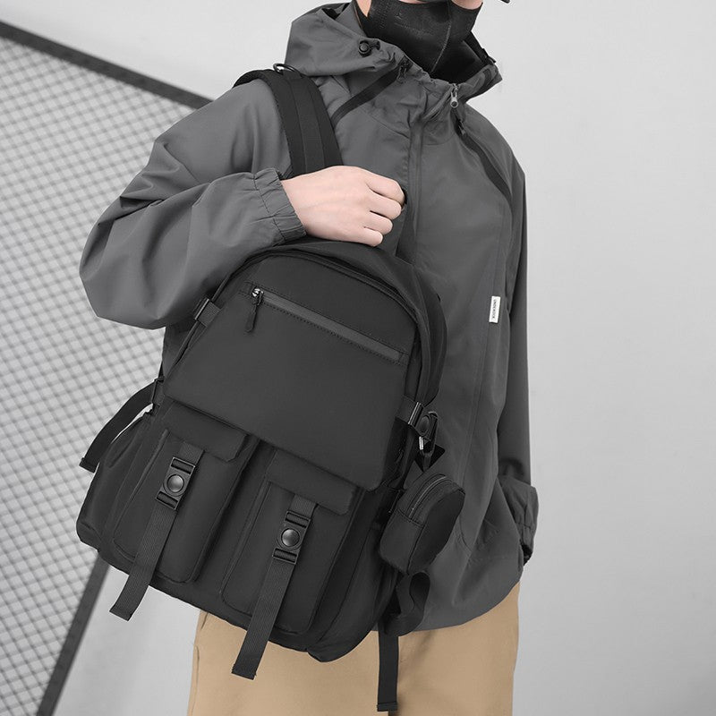 Mochila Masculina Simples e Moderna - Grande Capacidade, Compartimento para Laptop, Vários Bolsos, Ideal para Estudantes e Viagens