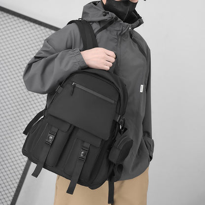 Mochila Masculina Simples e Moderna - Grande Capacidade, Compartimento para Laptop, Vários Bolsos, Ideal para Estudantes e Viagens