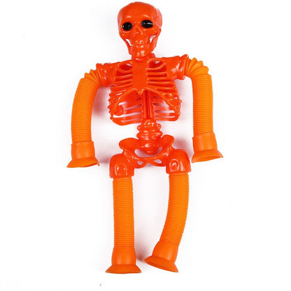 1-16PCS Fidget Toys Transformable Telescopic Toys Halloween Sensory Toys Kids Prize Suction Cups Skeleton Person Stretching Tube