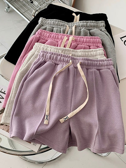 AOSSVIAO 2025 Summer Shorts Women Elasticity Lovely Girls Korean Style Sweet Students Harajuku Simple Pure Gray Trousers Female