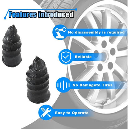 60 PEÇAS Kit de Reparação de Pneus com Pregos de Borracha Ferramenta de Reparo de Furo de Pneu com Chave de Fenda Kit de Parafusos de Reparo a Vácuo para Carro, Moto e Bicicleta
