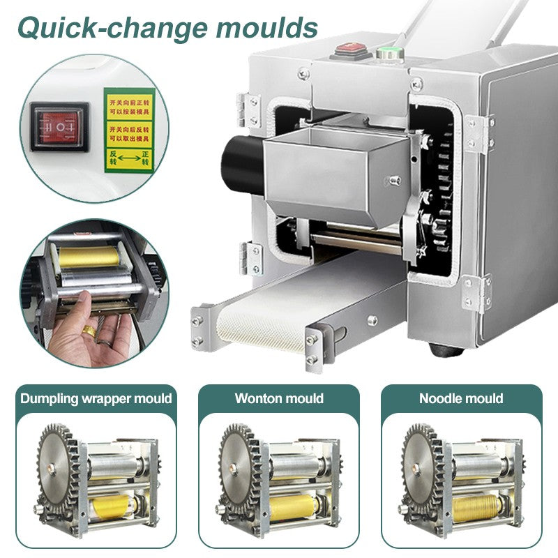 Máquina Automática Profissional de Massa para Dumpling, Laminadora Elétrica de Massa para Wonton Gyoza, Equipamento Comercial de Cozinha para Restaurantes