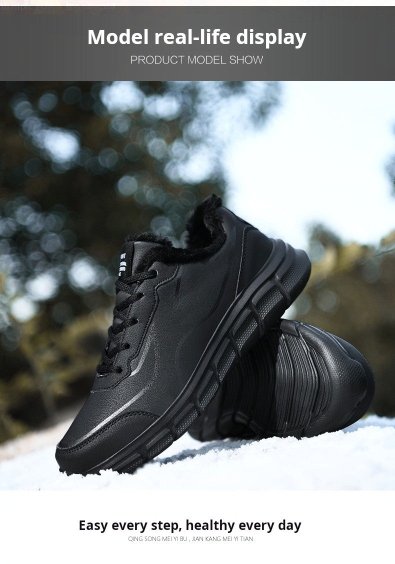Tênis Masculino de Inverno Quente com Forro de Lã Confortável Impermeável Tamanhos Extras 46 47 48 Calçado Esportivo Casual Zapatillas Hombre
