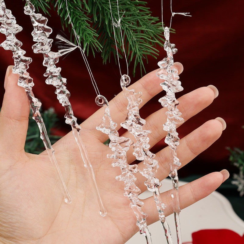 Clear Acrylic Icicle Ornaments Christmas Clear Crystal Icicles Pendants Christmas Tree Hanging Icicles Drop Xmas Wedding Decor