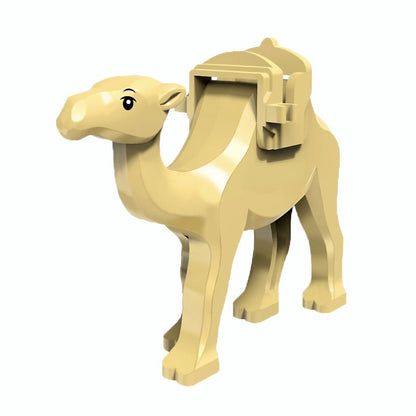 MOC Zoo Animal Building Block Accessories Set  Elephants Camel Deer Medieval Wolves Dinosaur Bricks Tyrannosaurus Model Toy