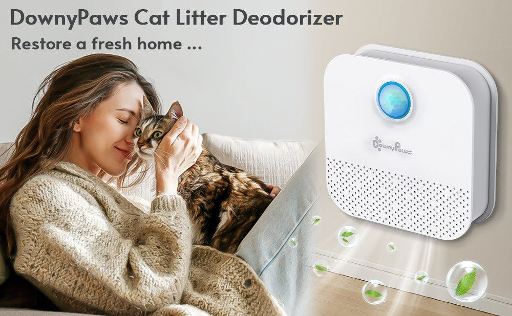 Purificador de Odor Recarregável DownyPaws Para Caixa de Areia de Gatos Desodorizador Inteligente 4000mAh Limpador de Ar Para Vaso Sanitário de Cachorro Suprimentos de Limpeza Para Animais de Estimação