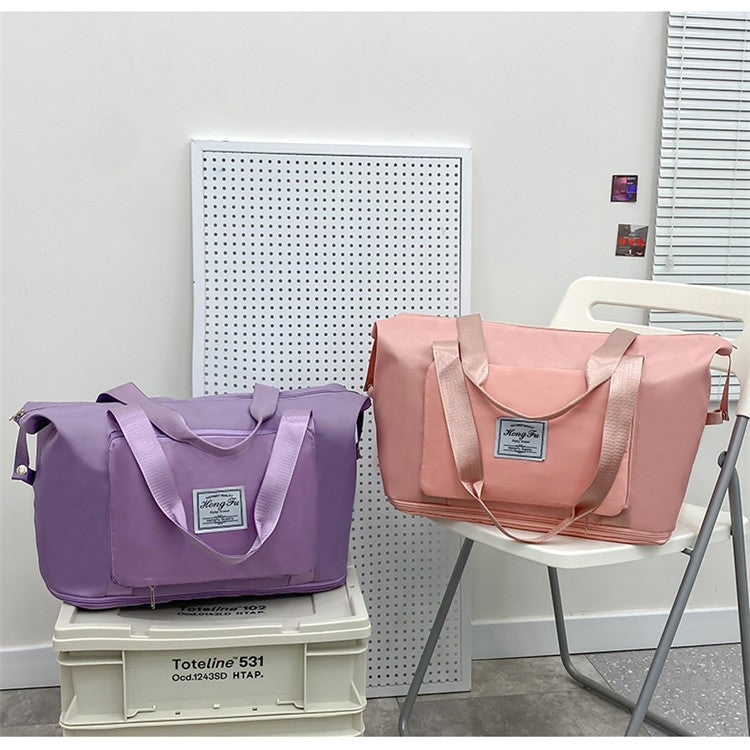 Double-layer expandable large-capacity luggage bag, new multi-functional foldable portable gym bag, sports travel bag-tan