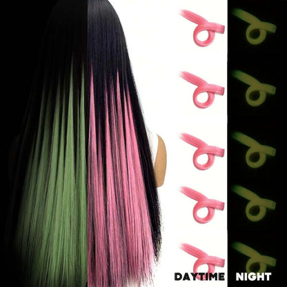 5 Unidades Mechas de Cabelo Luminosas Sintéticas Neon Presilha Fake Acessórios de Cabelo para Festas Extensão de Cabelo Brilha no Escuro Y2K