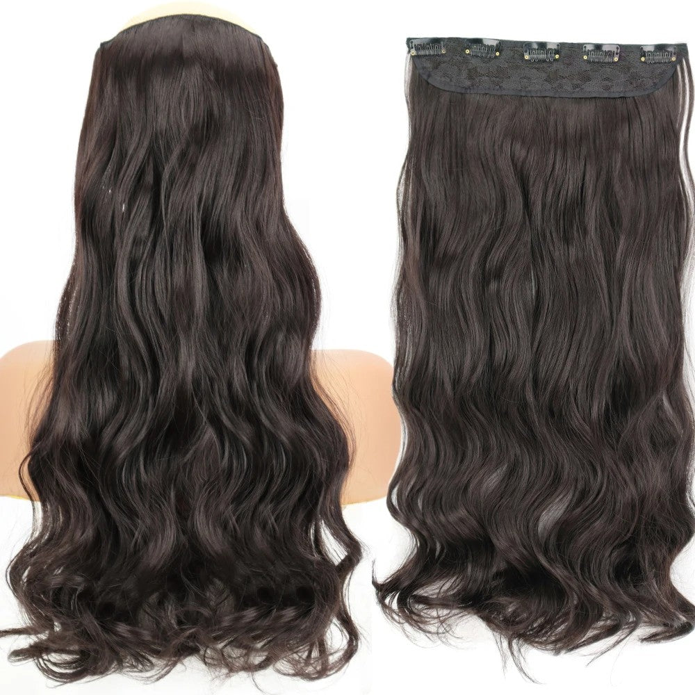 Extensão de Cabelo Liso Comprido de Fibra Sintética Resistente ao Calor com 5 Clipes 22"32" Preto Castanho Loiro