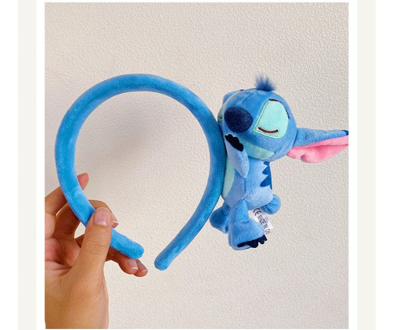 Disney Stitch Mickey Minnie Pelúcia Tiara Cocar Desenho Animado Anime Macio Moda Feminina Menina Acessório de Cabelo Princesa Presente