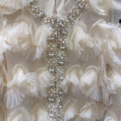 2025 Autumn New French Pearl Lace Layered Mesh Jacket Top