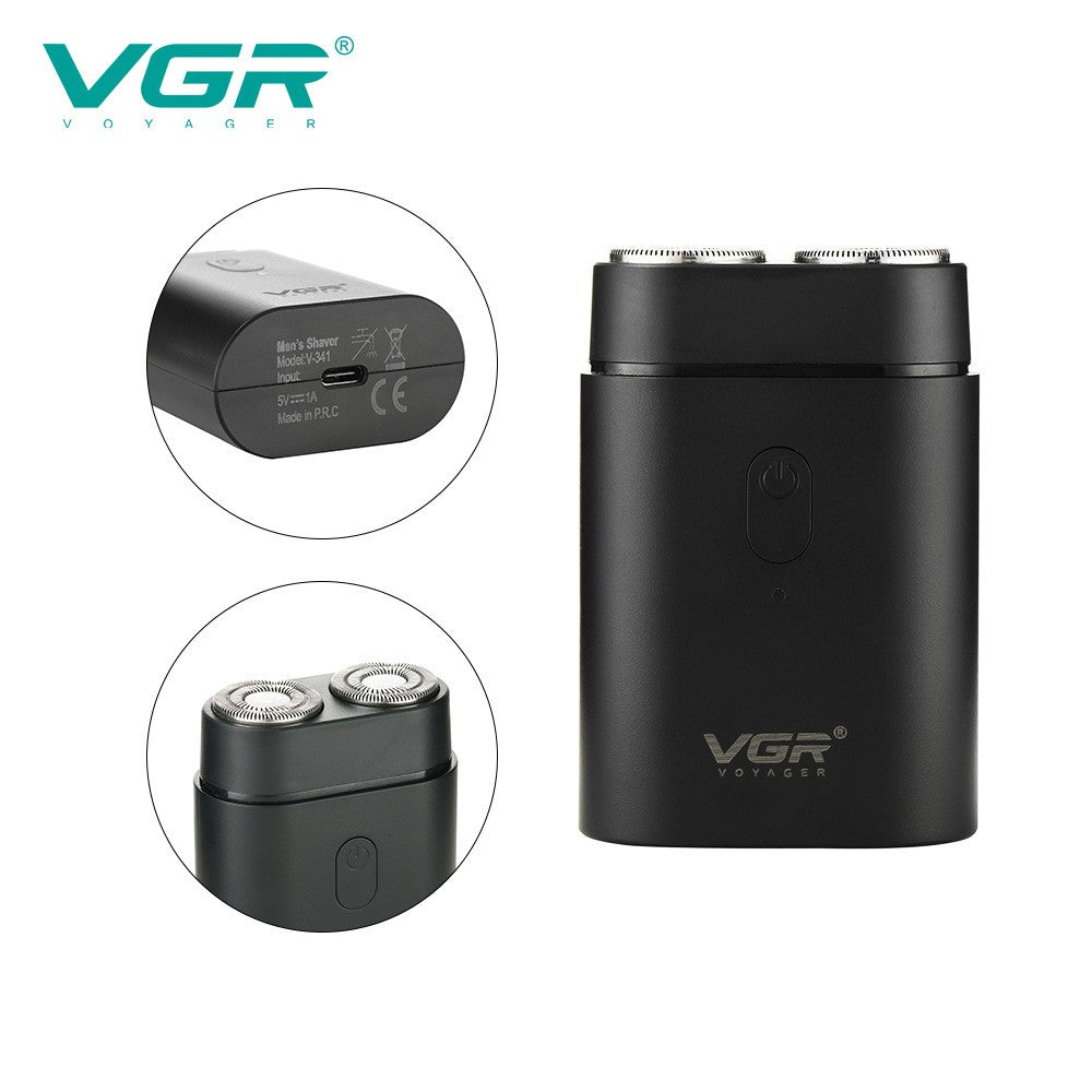 VGR Convenient Home Shaver Stainless Steel Double Blade Men's Shaver Intelligent Digital Display Washable Mini Shaver V-341