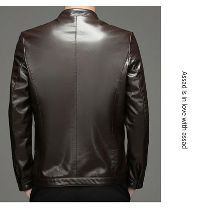Spring and Autumn New Men's Lapel Leather Jacket Male Business Casual Middle-aged Men's Handsome Short Leather Coat Jackets 2025