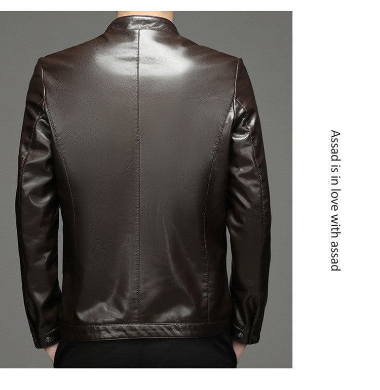 Spring and Autumn New Men's Lapel Leather Jacket Male Business Casual Middle-aged Men's Handsome Short Leather Coat Jackets 2025