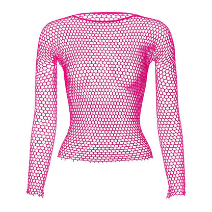 Fashion Hollow Out Basic T Shirts Mens Women Sexy Hollow Out See Through Mesh T-shirt Party Spring Vintage Slim Fit Elastic Tees