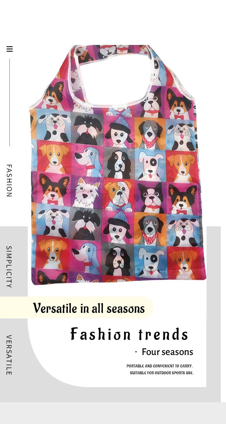 Reusable Shopping Bag Nylon Foldable Grocery Bag Creative Eco-Friendly Tote Bag Lightweight and Durable