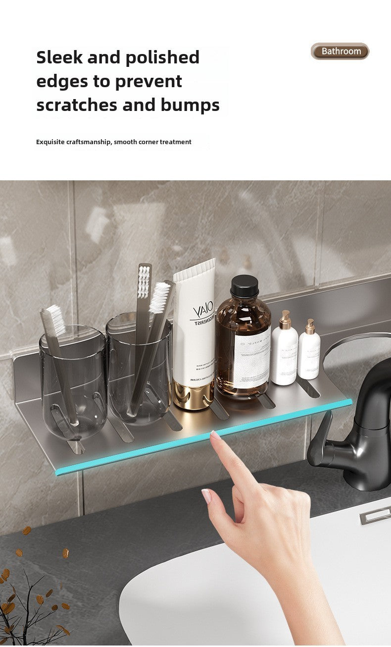 Toilet faucet storage rack, toilet sink, washbasin, wall mounted non perforated mirror front bathroom rack