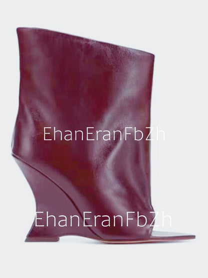 2025Ladies' Spring and Summer New Fish Mouth Slope High Heel Knee Boots, Fashionable Pointed Fashion Show Medium Cool Boots