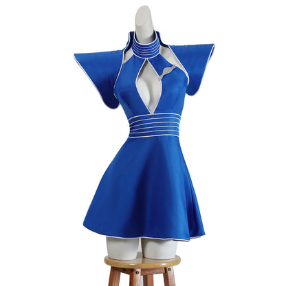 Britney Cosplay Costumes Women Blue Flight Attendant Uniform for Halloween Carnival Outfit