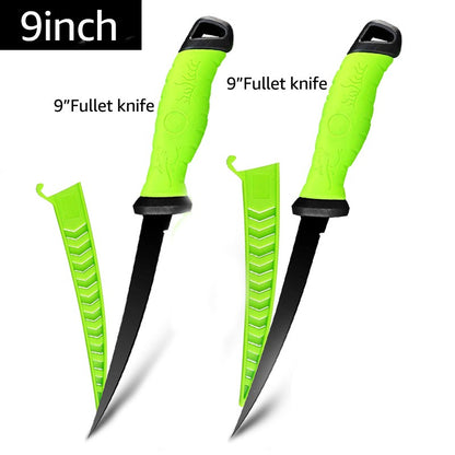 Faca de Pesca para Filetar Desossar Peixe 5 6 7 8 9 Polegadas Faca de Sashimi de Cozinha Antiaderente para Raspar Peixes Faca para Filetar Bainha