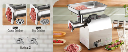 SucceBuy Moedor de Carne Elétrico Processador de Alimentos Máquina de Fazer Linguiça Recheador Picador Amassador de Aço Inoxidável com 2 Lâminas para Cozinha