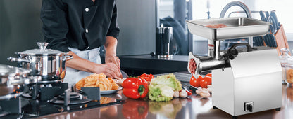 SucceBuy Moedor de Carne Elétrico Processador de Alimentos Máquina de Fazer Linguiça Recheador Picador Amassador de Aço Inoxidável com 2 Lâminas para Cozinha