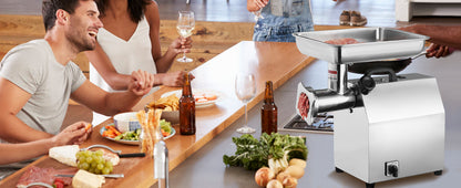 SucceBuy Moedor de Carne Elétrico Processador de Alimentos Máquina de Fazer Linguiça Recheador Picador Amassador de Aço Inoxidável com 2 Lâminas para Cozinha