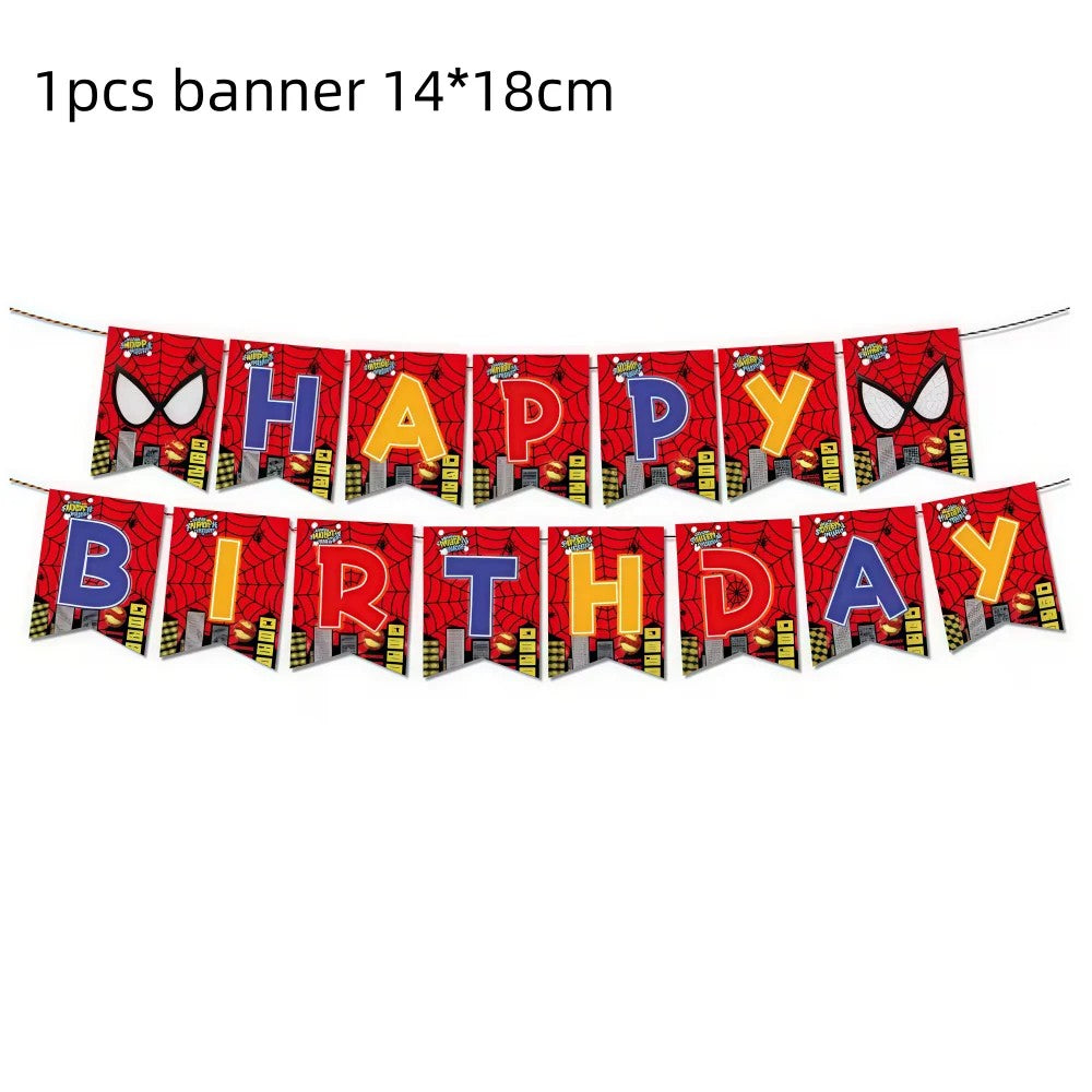 Mask Spider Hero Birthday Party Supplies Tableware Kit Plates Cups Tablecloth Backdrop Balloons Kids Party Decorations Favors