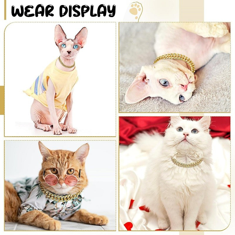 Coleira de corrente de cachorro de luxo dourada para animais de estimação, coleira de metal para cães pequenos, médios e grandes, gatos, joias e acessórios para animais de estimação