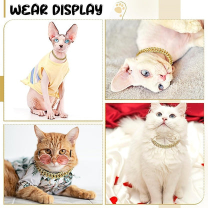 Coleira de corrente de cachorro de luxo dourada para animais de estimação, coleira de metal para cães pequenos, médios e grandes, gatos, joias e acessórios para animais de estimação