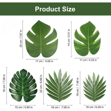 10PCS Tropical Palm Leaves Summer Monstera Artificial Silk Turtle Leaves for Home Hawaiian Luau Beach Wedding Party Decor